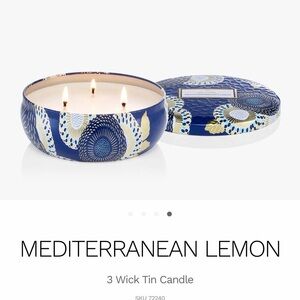Voluspa Mediterranean Lemon 3-Wick Candle - Blue and White